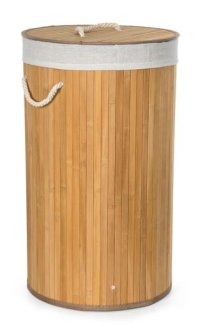 Kôš na bielizeň G21 55 l, bambusový okrúhly s bielym košom - VÝPREDAJ