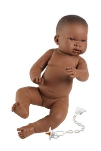 Llorens 45004 NEW BORN HOLČIČKA - realistická bábika bábätko čiernej rasy s celovinylovým telom - 45 cm - VÝPREDAJ
