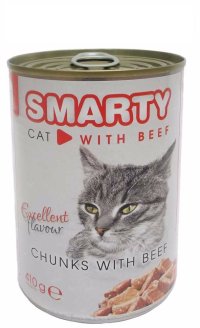 SMARTY Cat Hovädzie chunks, konzerva 410 g - VÝPREDAJ