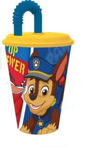 KELÍMEK S SLAČKOM PLASTOVÝ PAW PATROL 430ML, MODRÁ - VÝPREDAJ