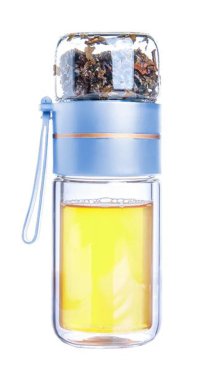 Sklenená fľaša na čaj TORO 165ml+90ml borosilikátové dvojité sklo - VÝPREDAJ