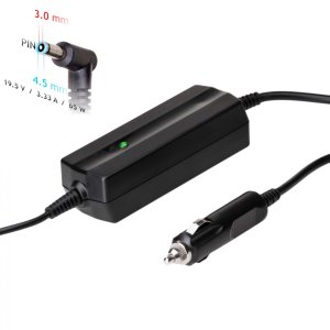Akyga Auto Nabíjačka na notebook 19.5V/3.33A 65W 4.5 x 3.0 mm + pin pre HP/Compaq - VÝPREDAJ