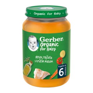 GERBER Organic detský príkrm mrkva a paradajky s morčacím mäsom 190 g - VÝPREDAJ