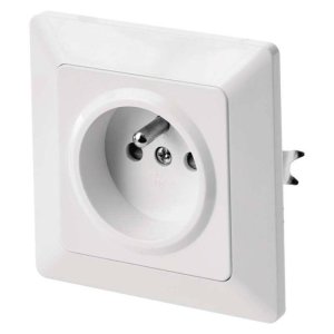 Zásuvka klasická, jednonásobná, biela - VÝPREDAJ