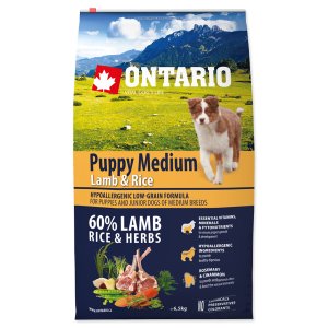 Krmivo Ontario Puppy Medium Lamb & Rice 6,5kg - VÝPREDAJ