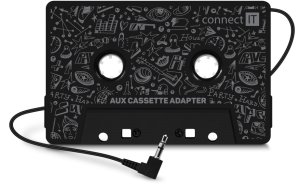 CONNECT IT AUX kazetový adaptér, 3,5 mm jack, ČIERNA - VÝPREDAJ