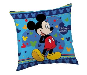 JERRY FABRICS Mikroplyšový vankúšik Mickey Blue Polyester, 40/40 cm - VÝPREDAJ