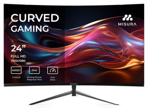 MISURA 24&quot; LED P23MM24DFA01/ prehnutý/ VA/ 1920x1080 (FHD)/ 4000:1/ 1ms/ 300 cd/m2/ HDMI/ DP/ REPRO/ VESA 75x75/ čierny - VÝPREDAJ