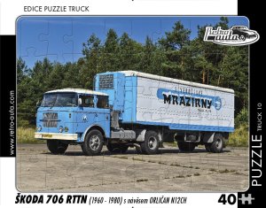 RETRO-AUTA Puzzle TRUCK č.10 Škoda 706 RTTN s návesom Orličan N12CH (1960-1980) 40 dielikov - VÝPREDAJ