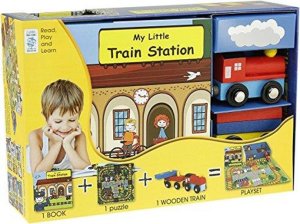 My Little Book o Trains (Book, Wooden Toy & 16-piece Puzzle) - VÝPREDAJ