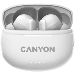 CANYON TWS-8 BT slúchadlá s mikrofónom, BT V5.3 JL 6976D4, púzdro 470mAh+40mAh až 32h, biela - VÝPREDAJ