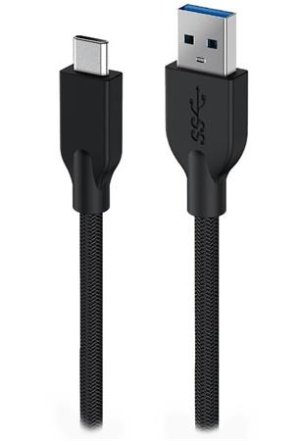 Genius ACC-A2CC-3A, Kábel, USB A/USB-C, USB 3.0, 3A, QC 3.0, opletený, 1m, čierny - VÝPREDAJ