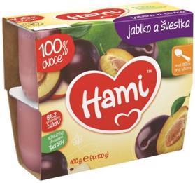 HAMI 100% ovocie slivka a jablko (4 x 100 g) - ovocný príkrm - VÝPREDAJ