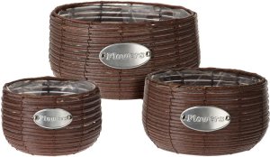Kvetináč prútený sada 3 ks FLOWERS GARDEN 29/25/19 cm hnedá KO-430001150 - VÝPREDAJ