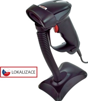 Laserová čítačka Virtuos HT-900A, USB (klávesnica/RS-232 emulácia), stojan, čierna - VÝPREDAJ