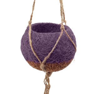 Domestico Závesný obal na kvetináč z kokosového vlákna KOKODAMA, fialový