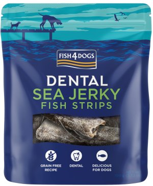 FISH4DOGS Dentálne maškrty pre psov morská ryba - prúžky 100 g - VÝPREDAJ