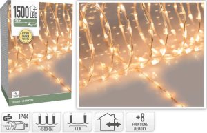 HOMESTYLING Vianočná svetelná reťaz teplá biela 1500 LED / 45 m KO-AX9621700 - VÝPREDAJ