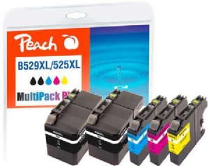 PEACH kompatibilný cartridge Brother LC529XL/LC525XL MultiPack Plus, 2xbk, c, m, y, 2x50 ml, 3x15 ml - VÝPREDAJ
