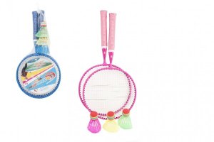 Badminton sada detská kov/plast 2 pálky + 1 košíček 2 farby v sieťke - VÝPREDAJ
