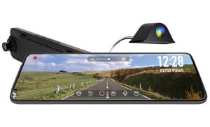 CEL-TEC palubná kamera do auta v zrkadle M12 Dual GPS Exclusive/2K/zadná 1080p/9,8" IPS dotykové LCD/g-sens./podpora GPS - VÝPREDAJ