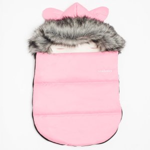 Luxusný zimný fusak s kapucňou s uškami New Baby Alex Fleece pink - VÝPREDAJ