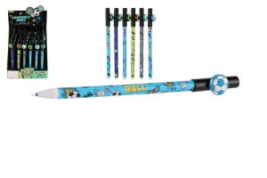 Ceruzka/pero gumovacia futbalová lopta 16cm plast - mix variantov či farieb - VÝPREDAJ