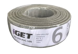 Inštalačný kábel iGET CAT6 UTP PVC Eca 100m/box, kábel drôt, s triedou reakcie na oheň Eca - VÝPREDAJ