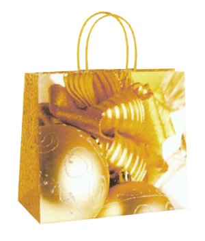 Darčeková taška EKO, zlaté ozdoby 24 cm, DITIPO - VÝPREDAJ
