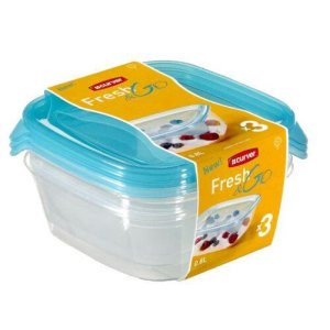 Dóza FRESH&GO štvorcová 0,8l plastová (3ks) - VÝPREDAJ