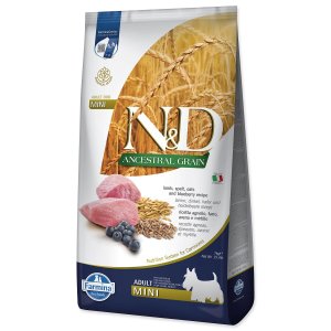 Krmivo N&D Adult Dog Mini Ancestral Grain Lamb, Spelt, Oats & Blueberry 7kg - VÝPREDAJ