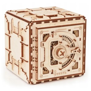 Ugears 3D drevené mechanické puzzle Trezor - VÝPREDAJ