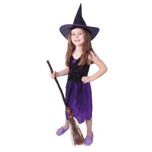Detský kostým čarodejnice fialová s klobúkom (S) e-obal - VÝPREDAJ