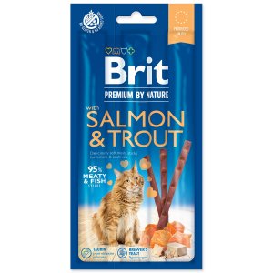 Pochúťka Brit Premium by Nature Cat losos a pstruh, tyčinky 3ks - VÝPREDAJ
