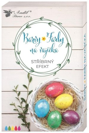 Farby na vajíčka gélové so strieborným efektom, 5ks, rukavice - VÝPREDAJ