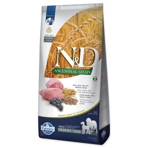 Krmivo N&D Adult Medium & Maxi Ancestral Grain Lamb, Spelt, Oats & Blueberry 12kg - VÝPREDAJ
