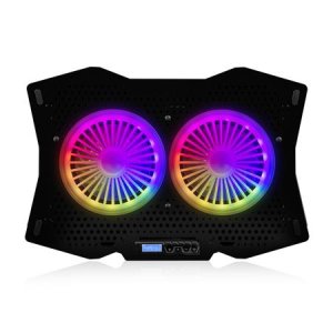 Modecom MC-CF18 RGB chladiaca podložka pre notebooky do veľkosti 18", 2 ventilátory, RGB LED podsvietenie, čierna - VÝPREDAJ