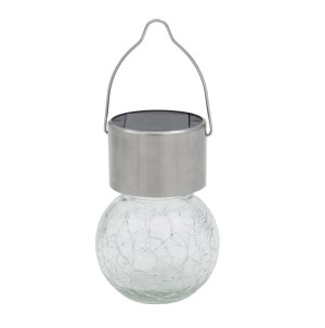 Lampa solárna GUĽA pr.6cm, v.9cm, 1LED, závesná, číra; nerez/sklo - VÝPREDAJ
