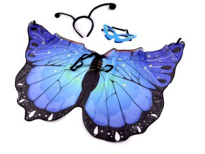 Karnevalový kostým - motýľ - modrá - VÝPREDAJ