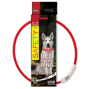Obojok Dog Fantasy LED nylon červený 65cm - VÝPREDAJ