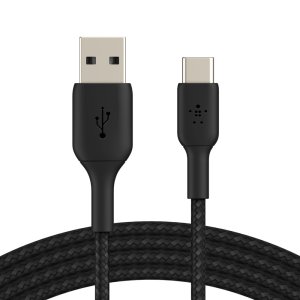 BELKIN kábel opletaný USB-C - USB-A, 3m, čierny - VÝPREDAJ