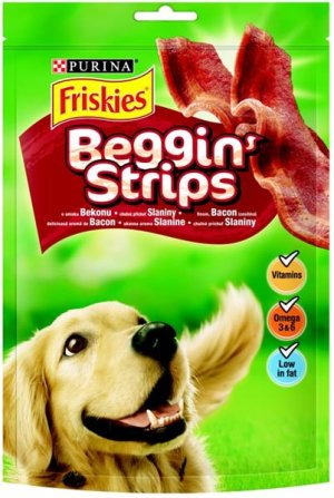 Friskies pochúťka pes Snack Beggin Strips bacon 120g - VÝPREDAJ
