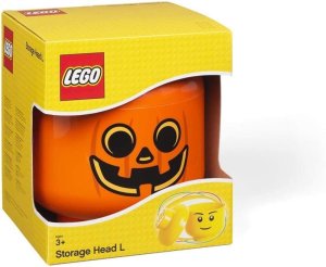 Úložný box LEGO hlava (veľkosť L) - tekvica - VÝPREDAJ