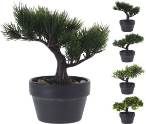 Kvetina umelá BONSAI STROM v kvetináči pr.10,5cm, v.19cm, mix druhov - VÝPREDAJ