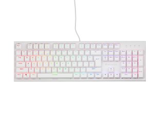 Genesis herná mechanická klávesnica THOR 303/RGB/Outemu Peach Silent/Drôtová USB/US layout/Biela - VÝPREDAJ