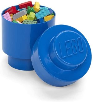 Úložný box LEGO okrúhly - modrý - VÝPREDAJ