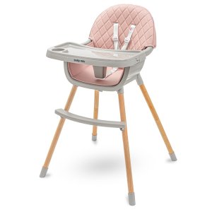 Jedálenská stolička Baby Mix Freja wooden dusty pink - VÝPREDAJ