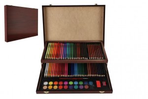 Sada na maľovanie - Art box kreatívna sada 91ks v drevenom kufríku vo fólii - VÝPREDAJ