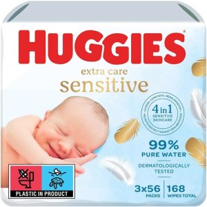 HUGGIES® Obrúsky vlhčené Extra Care Triplo 56x3 ks - VÝPREDAJ