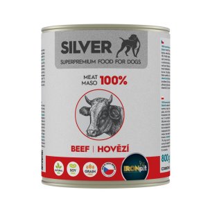 IRONpet Silver Dog Hovädzie 100% mäsa, konzerva 800 g - VÝPREDAJ